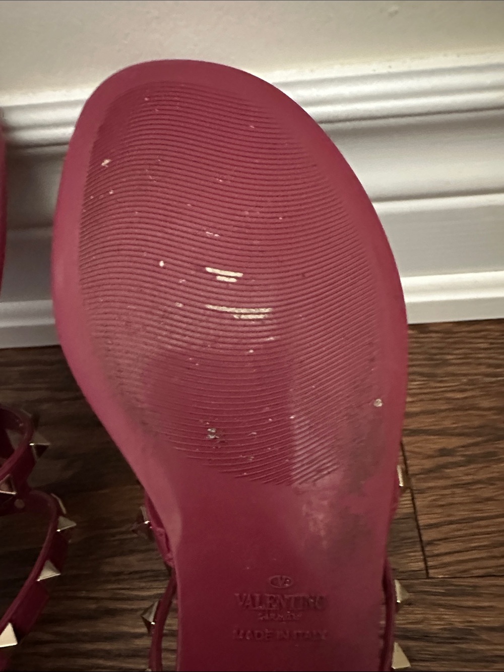 Valentino Pink Jelly Studded Thong Sandals - Picture 14 of 14